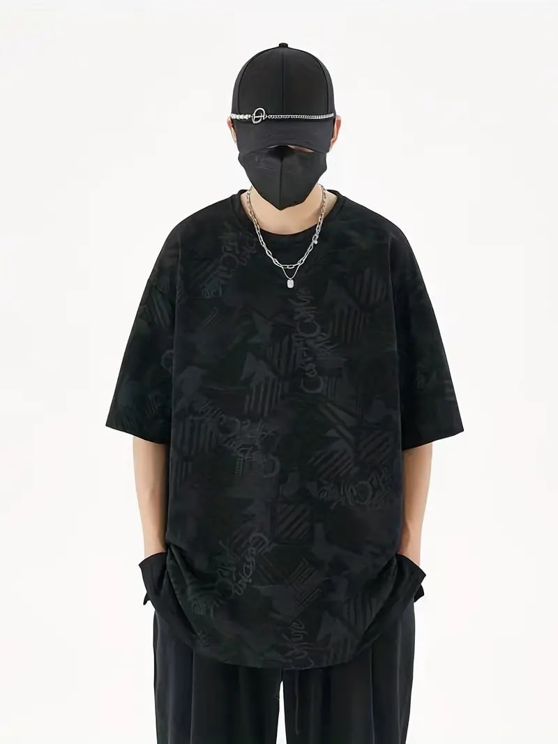 PLUS SIZE creative graphic design Casual Crew Neck Short Sleeves for men, Quick-drying Comfy Casual Summer T-Shirt For Daily Wear Work Out And Vacation Resorts